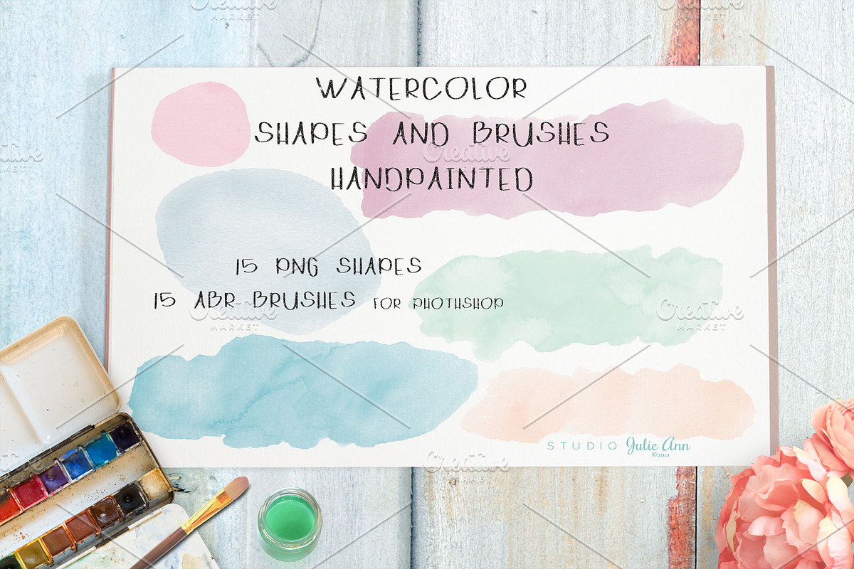 Watercolor Shapes Splotches Brushes, a Texture Graphic by Studio Julie Ann (Photo 1 of 3)