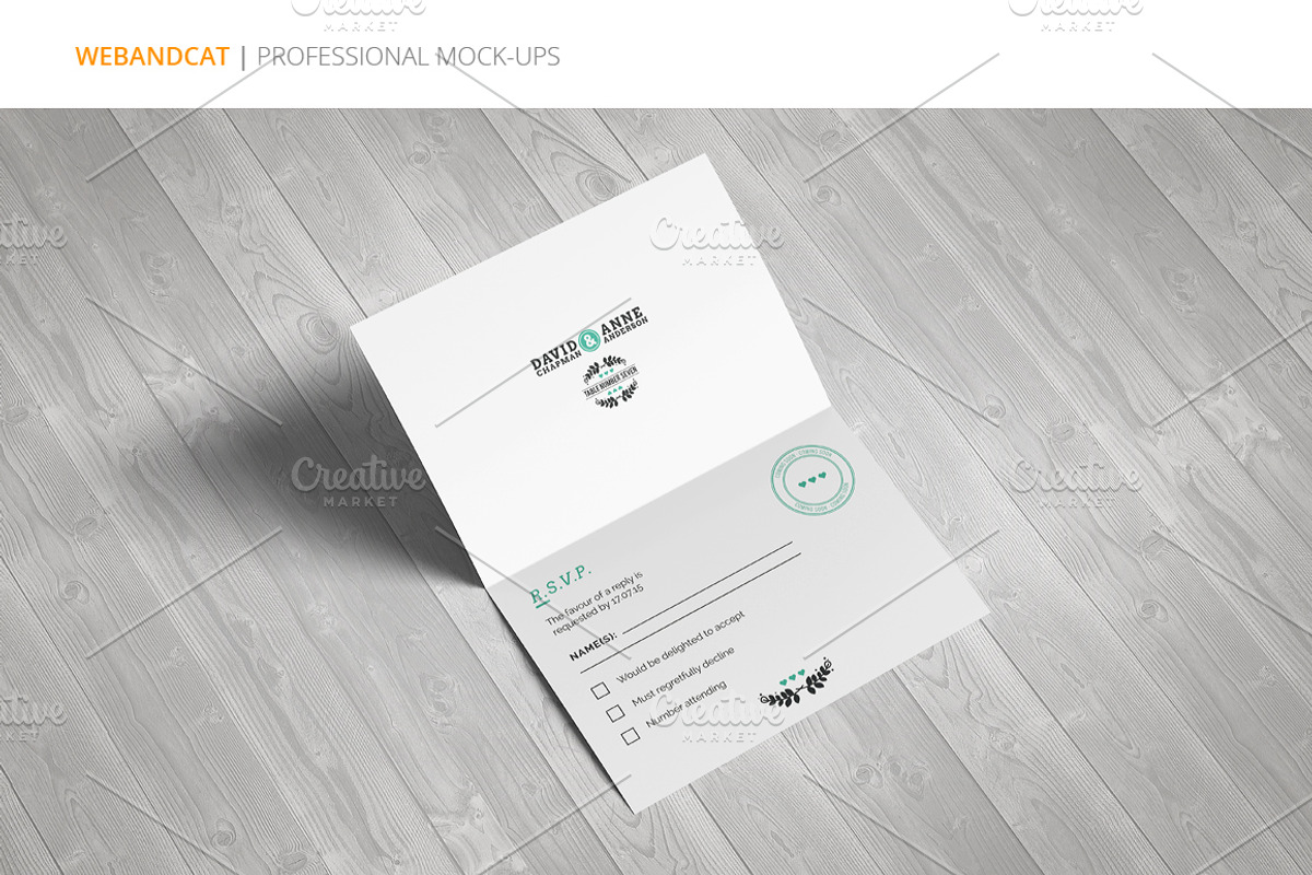 Invitation / Greeting Card Mock-Up, a Print Template by WebAndCat (Photo 5 of 10)