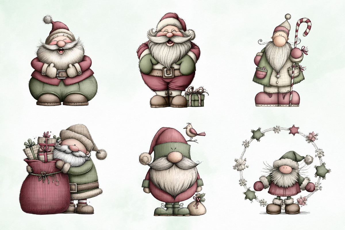 Whimsical Christmas Gnome Clipart, an Illustration by Creative Art (Photo 4 of 9)