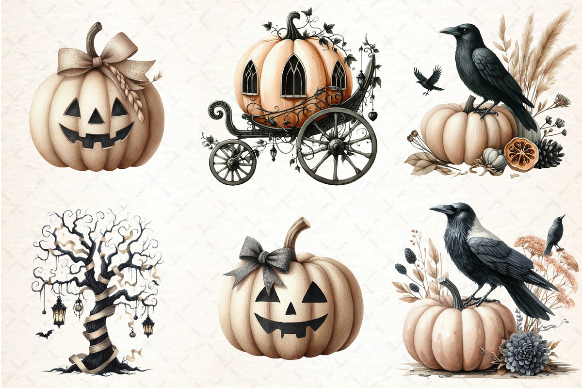 Beige & Black Halloween Clipart, an Illustration by DreamCafeArt (Photo 4 of 7)