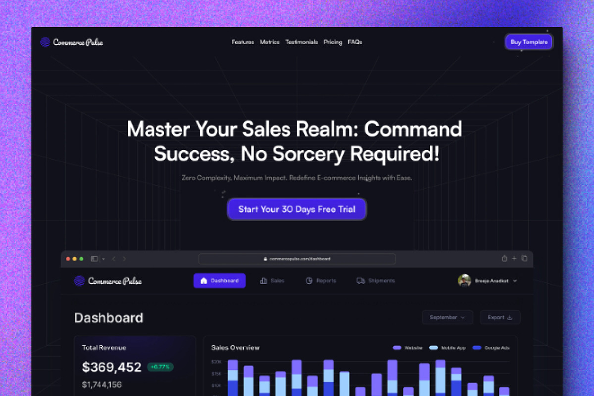 Commerce Pulse - Framer Template, a Landing Page Template by BreejeAnadkat (Photo 2 of 3)
