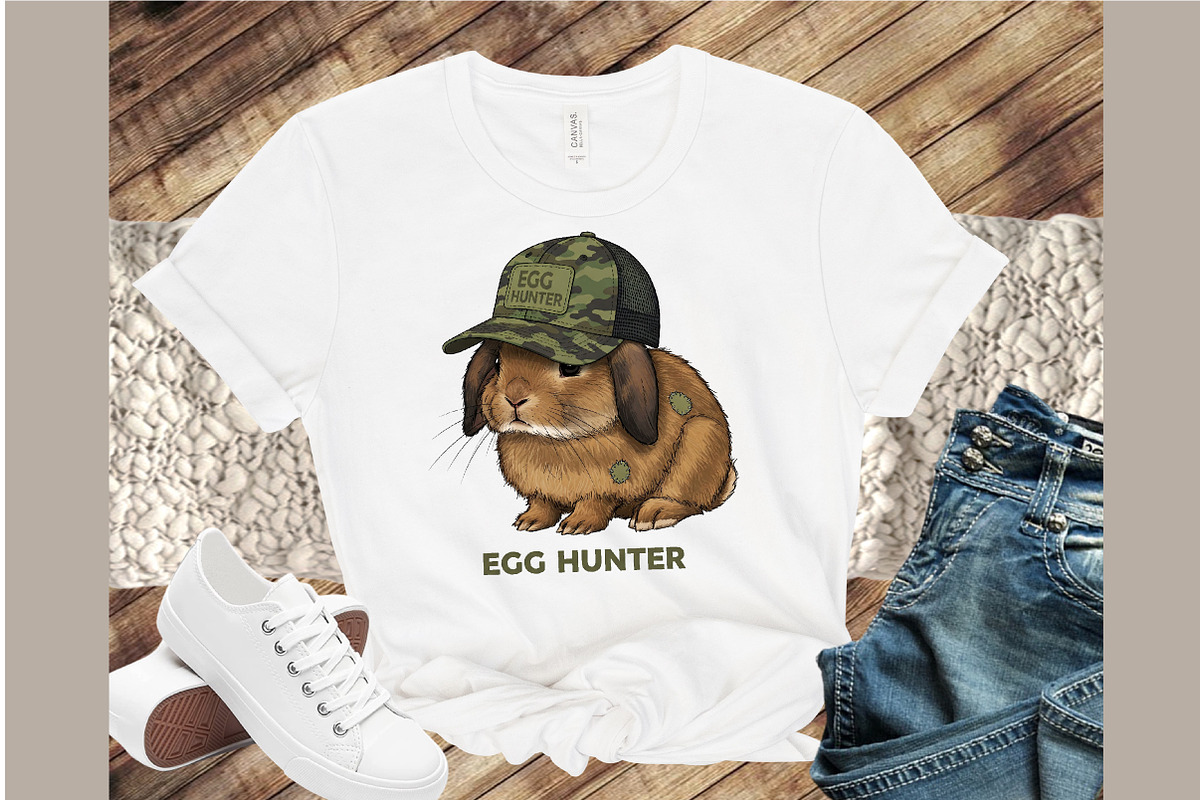 Egg Hunter Bunny PNG,Camo Easter Bun, an Illustration by Sublimation Artist (Photo 4 of 6)