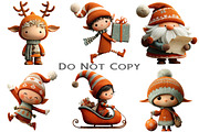 Whimsical Christmas Elf Clipart, an Illustration by Craft Nest (Thumbnail 3 of 8)