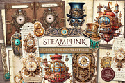 Steampunk Clockwork Scrapbook Kit, a Transportation Illustration by Secret Helper (Thumbnail 1 of 8)