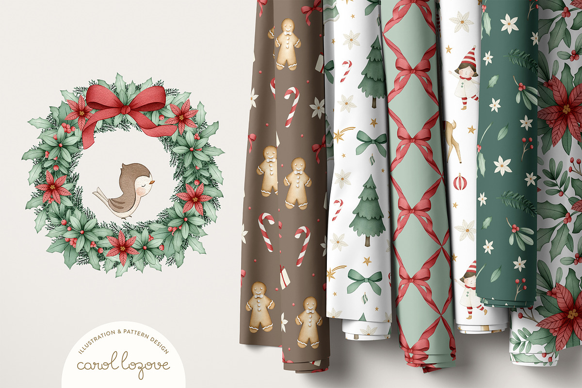 Watercolor Whimsical Christmas Set, a Decorative Illustration by Carol Lozove (Photo 24 of 44)