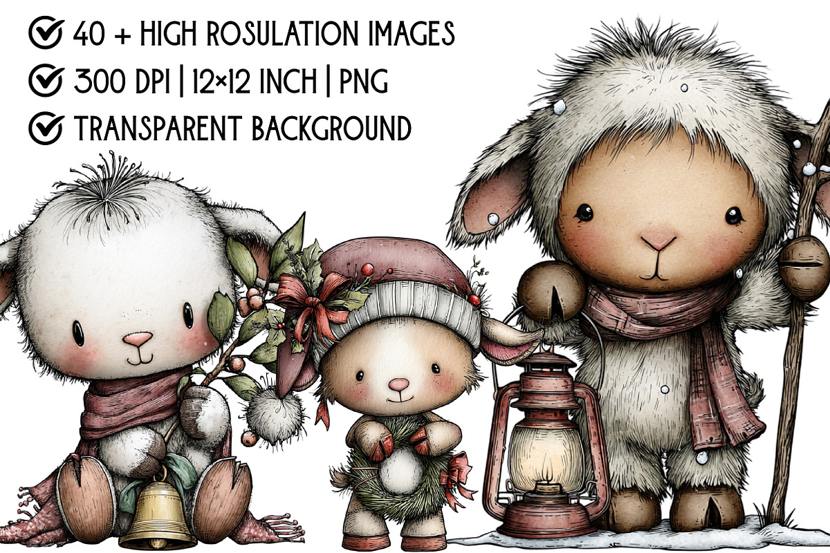 Whimsical Christmas Goat Clipart, an Illustration by Pixels.Craft (Photo 4 of 6)