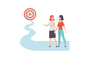 Businesswomen Walking to Path, a Person Illustration by TopVectors