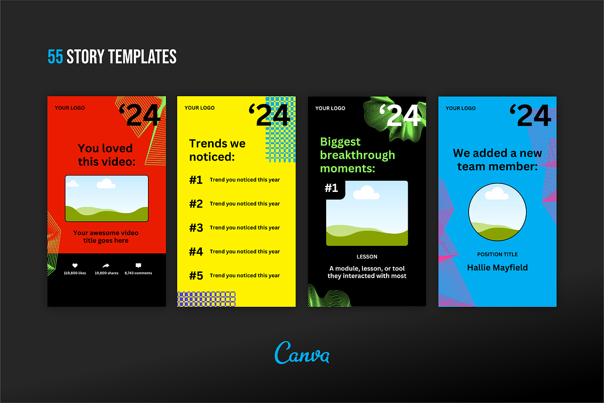 2024 Wrapped Story Templates (Canva), a Social Media Template by Anchor ‹A› Digital Design (Photo 6 of 6)