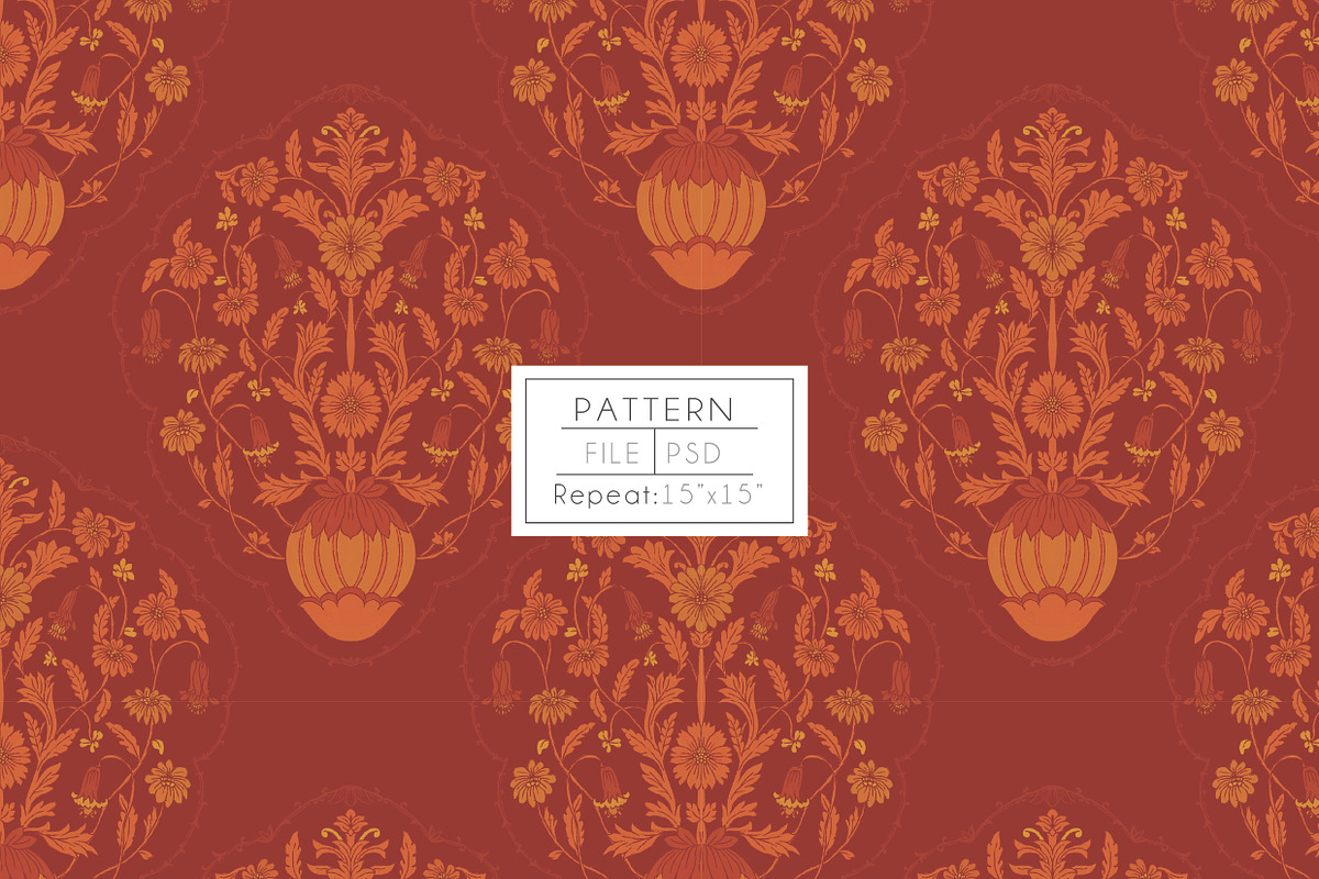 Saffron and Vermillion Damask, an Illustration by Print Diaries (Photo 1 of 2)