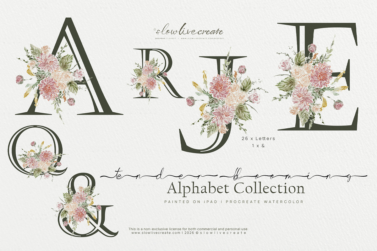 Bloom | Wedding Watercolor Florals, a Pattern Graphic by slowlivecreate (Photo 4 of 7)