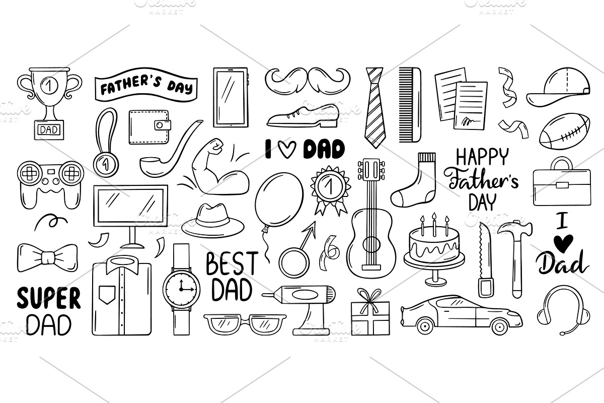 Doodle dad day set. Accessories, an Illustration by Valerie Bodnar