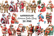 African American Santa Claus Clipart, an Illustration by CraftArtStudio (Thumbnail 1 of 6)