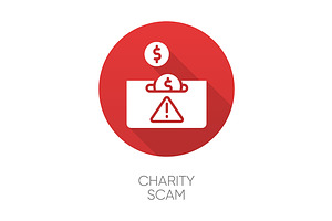 Charity Scam Red Flat Design Icon