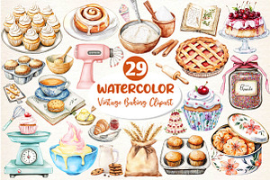 Vintage Baking Sublimation Clipart, an Illustration by Dream Creation