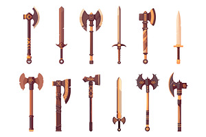 Set of stylized viking weapons, an Object Illustration by LadadikArt
