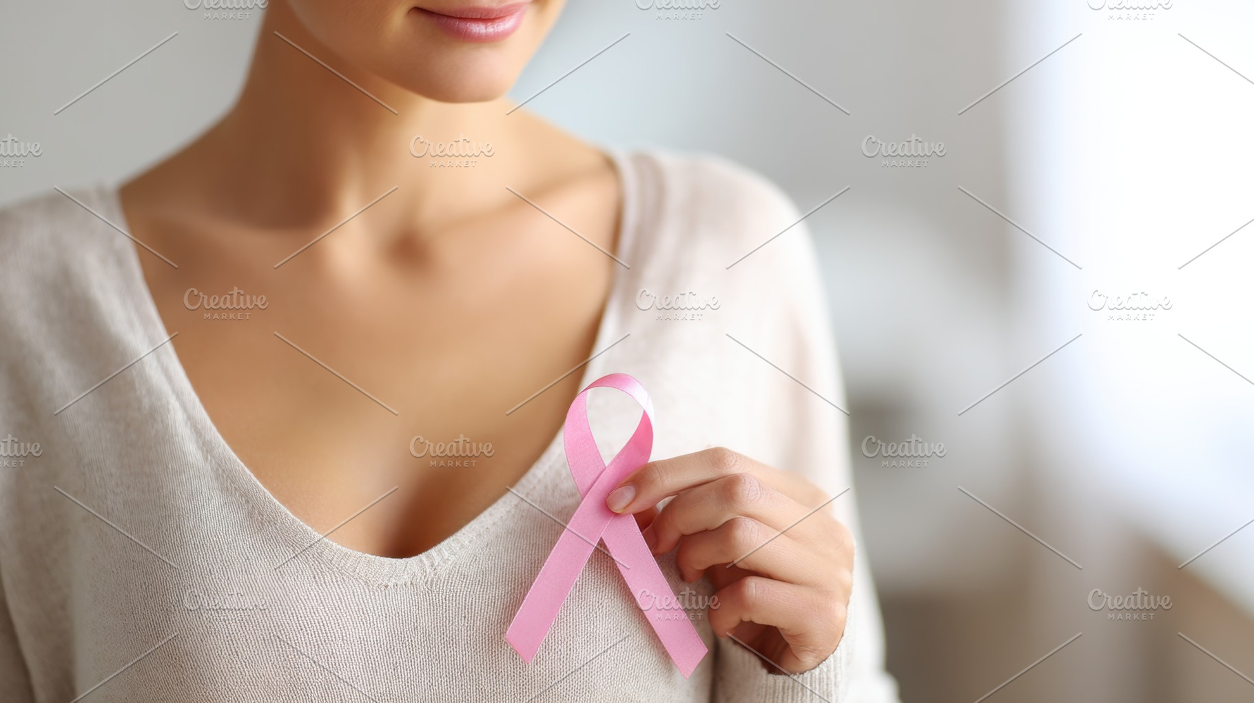 Lady displays pink ribbon, a Photo by Beautiful things