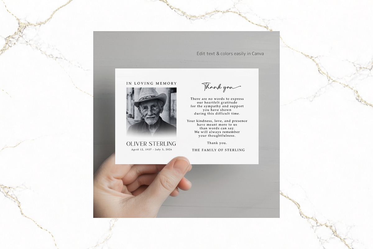 Funeral Thank You Card Canva FR005, a Card Template by TyphoonStudio (Photo 4 of 6)