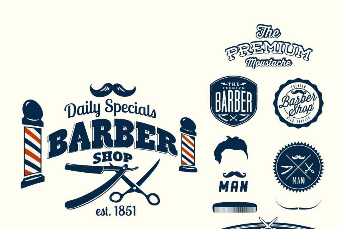 Barber Shop Emblems, an Illustration by Noka Studio (Photo 2 of 2)