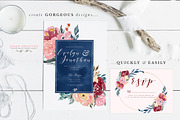 Burgundy Blush Navy Flowers Clipart, an Illustration by Essem Creatives (Thumbnail 2 of 7)