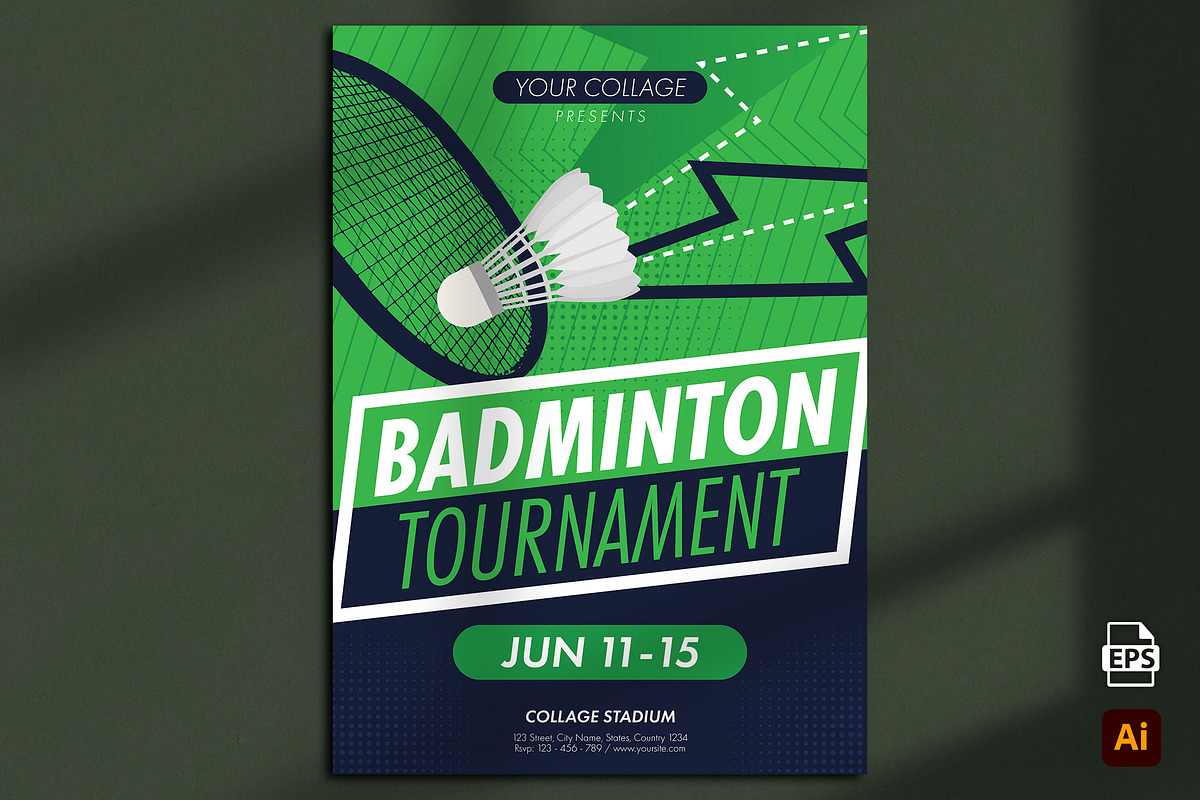 Badminton Tournament Flyer, a Flyer Template by Aarley Kaiven (Photo 2 of 2)