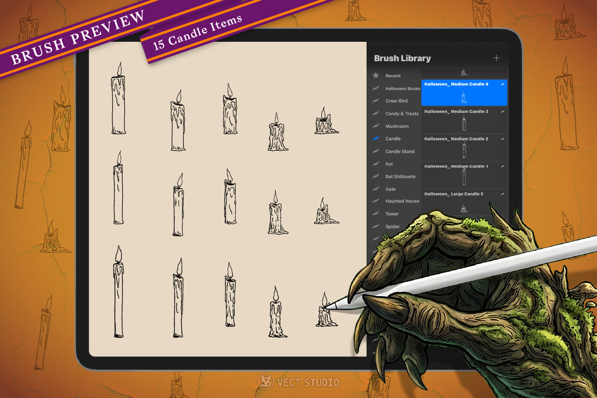 15 Candle Halloween Stamp Brushes, a Brush Add-On by vectstudio (Photo 2 of 9)