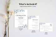 Navy Floral Wedding Invite Templates, an Invitation Template by Cottontail Paper Shop (Thumbnail 4 of 7)