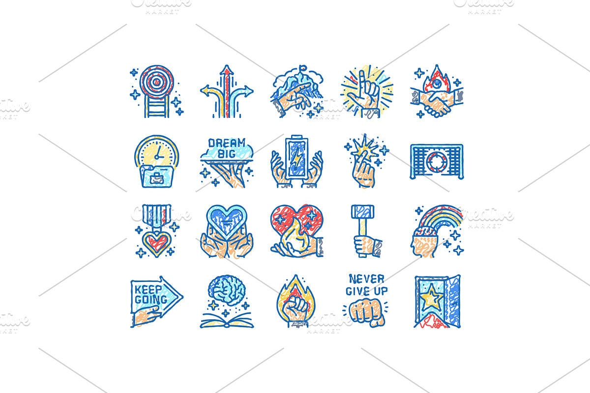 motivation succes challenge icons, an Object Illustration by pikepicture