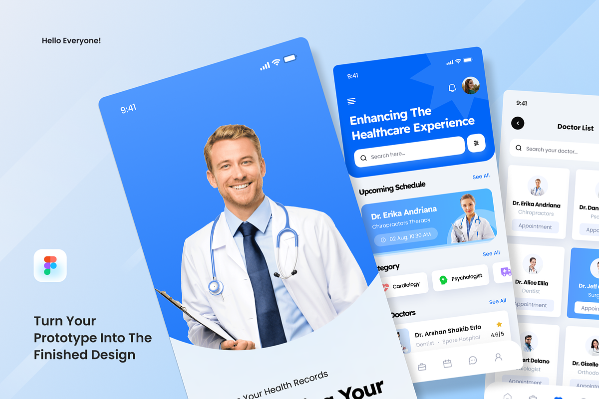Medical Appointment UI Mobile Apps, an UI Kit Template by SquidPixey (Photo 3 of 3)