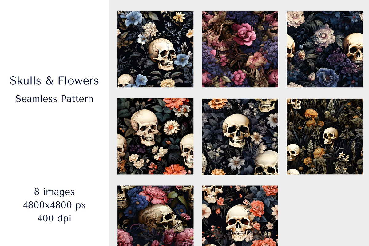 Skull Halloween Seamless Pattern, a Pattern Graphic by Atelier Fem (Photo 1 of 6)