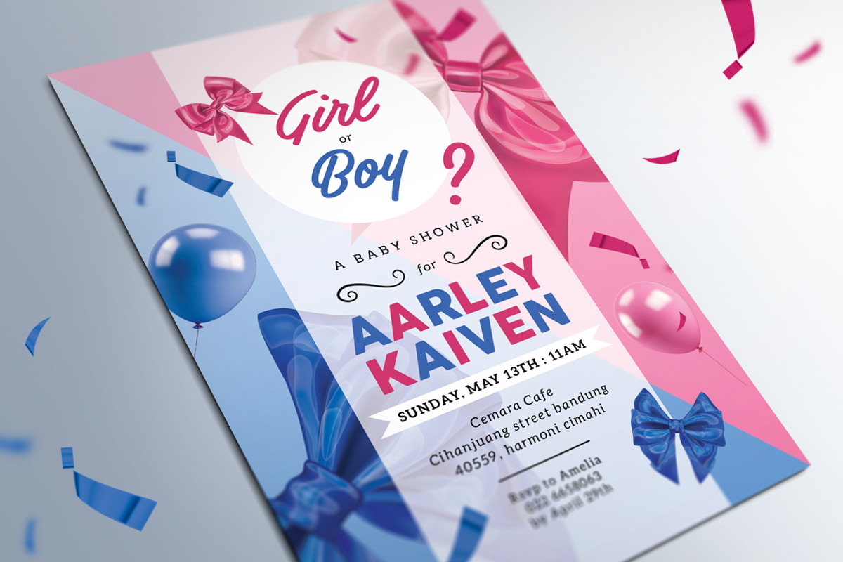 Gender Reveal Party Invitation, an Invitation Template by Aarley Kaiven (Photo 2 of 3)