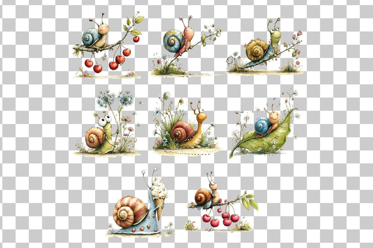 Summer Snail PNG Clipart Watercolor, an Animal Illustration by Nicolle's Colorful Art (Photo 3 of 4)