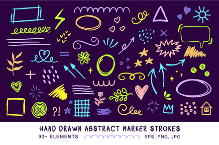 Hand Drawn Abstract Marker Strokes, an Object Graphic by Olena Halahan