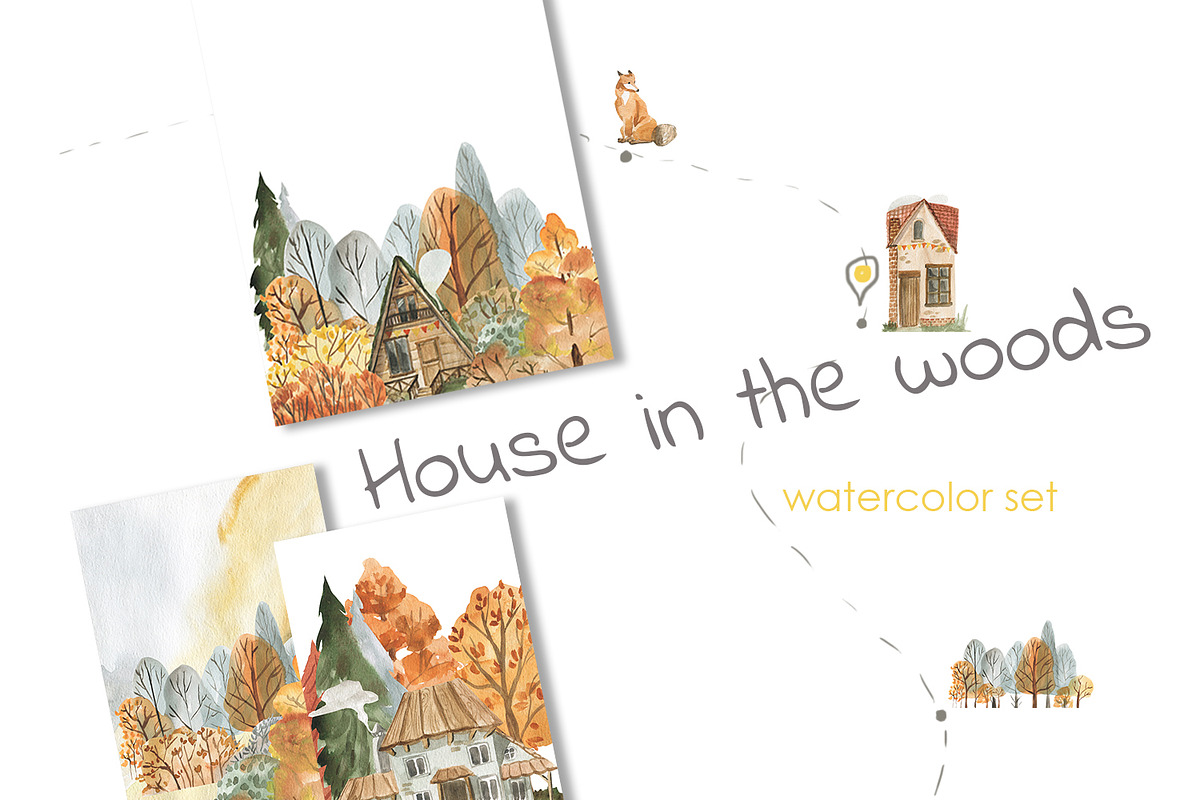 House in the woods, an Illustration by Love Watercolor Store (Photo 1 of 9)