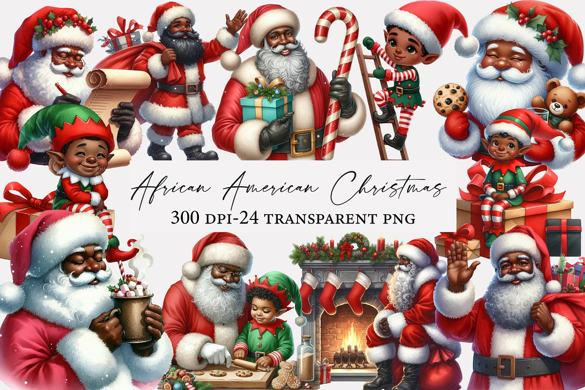 African American Christmas Clipart, an Illustration by Designworld (Photo 1 of 5)