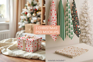 Two Christmas MOCKUPS BUNDLE PSD, a Merchandise Mockup by jenartstudio