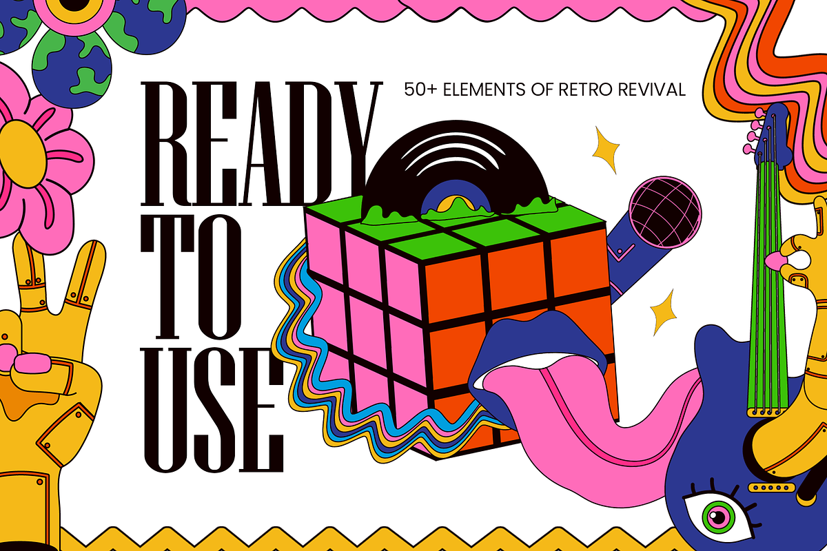 Mix Retro Element Set, an Object Illustration by Invisual Studio (Photo 2 of 8)