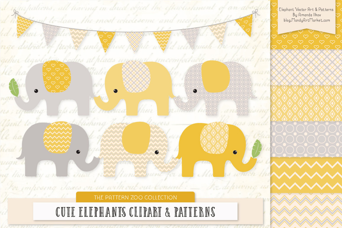 Sunshine Yellow Elephant Clipart, an Illustration by Amanda Ilkov (Photo 1 of 4)