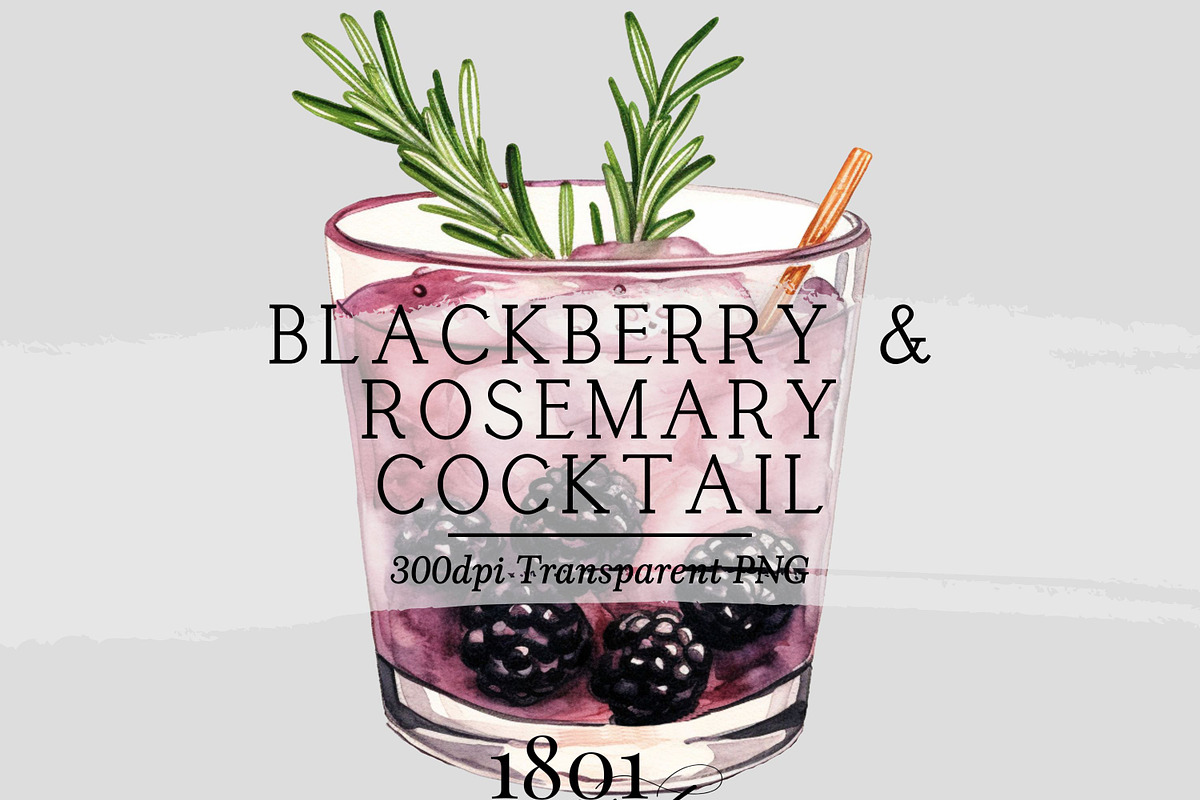 Blackberry Rosemary Cocktail, an Illustration by 1801Prints (Photo 1 of 4)