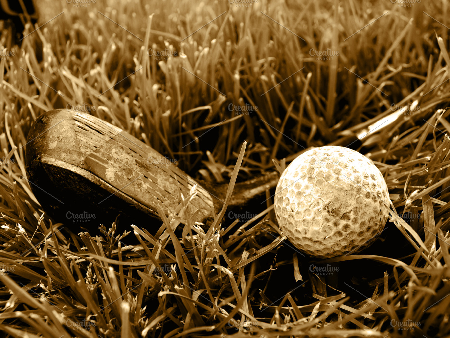 Vintage golf club and ball stock photo containing vintage and golf