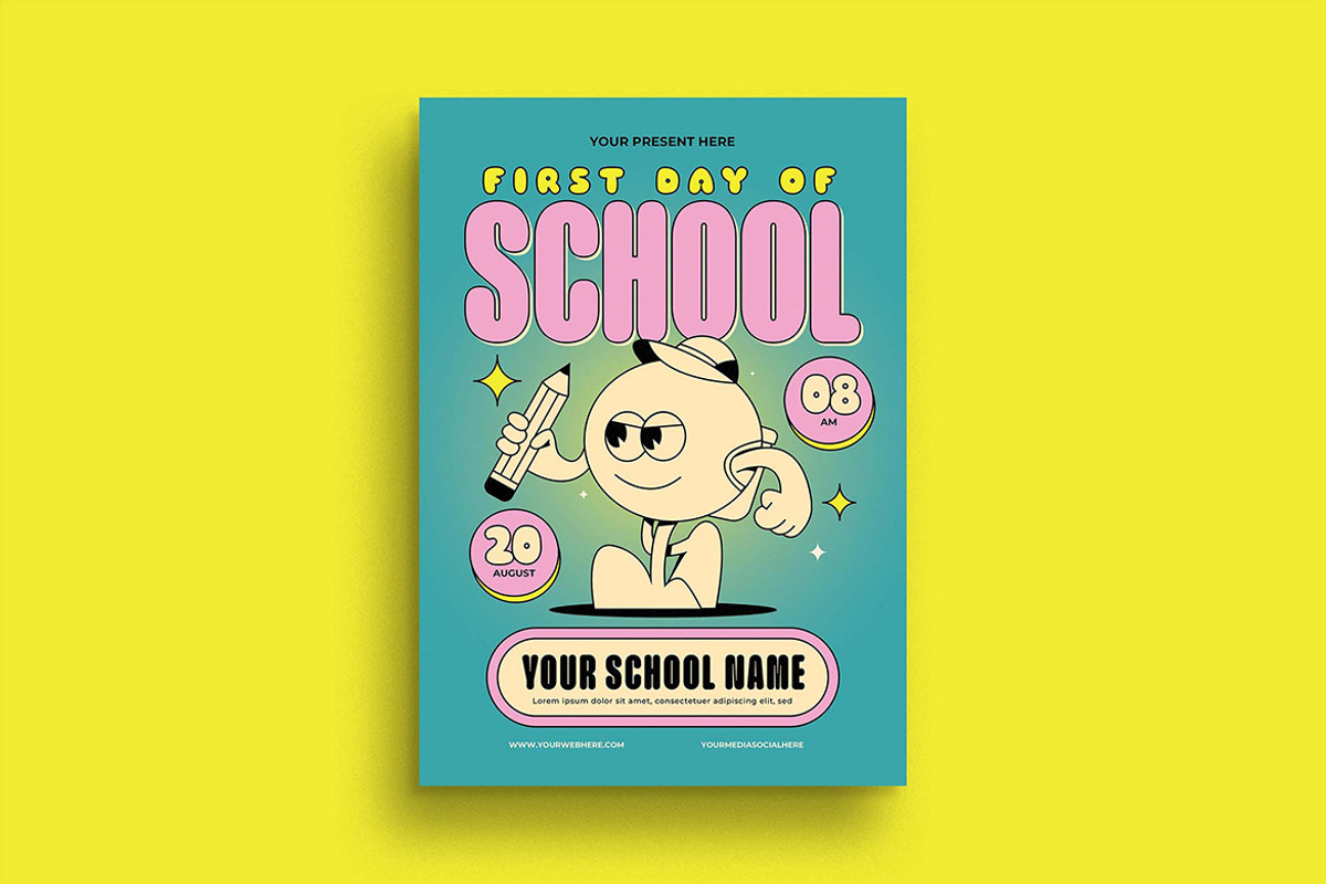 Green Playfull Back to School Flyer, a Flyer Template by megarez (Photo 1 of 3)