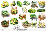 100 avocado clip art, a Food Illustration by Poppy Lane Studio (Thumbnail 7 of 12)