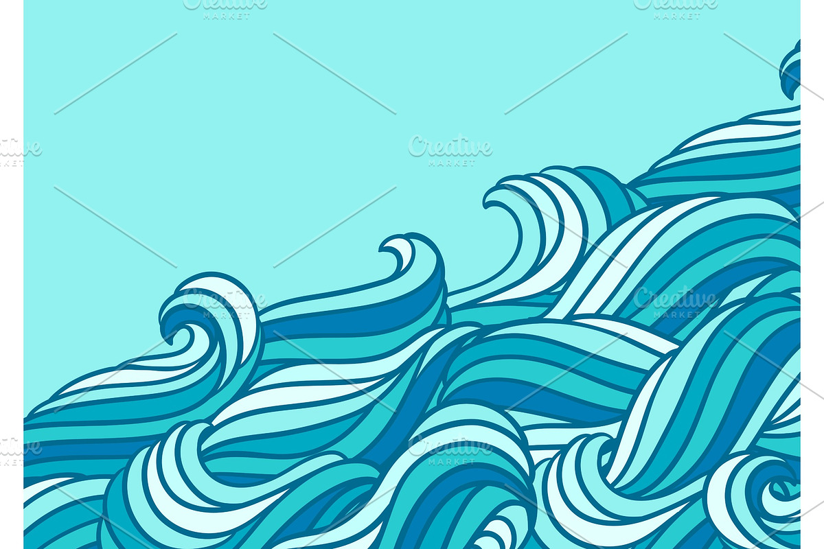 Card design with waves. Background, an Illustration by incomible