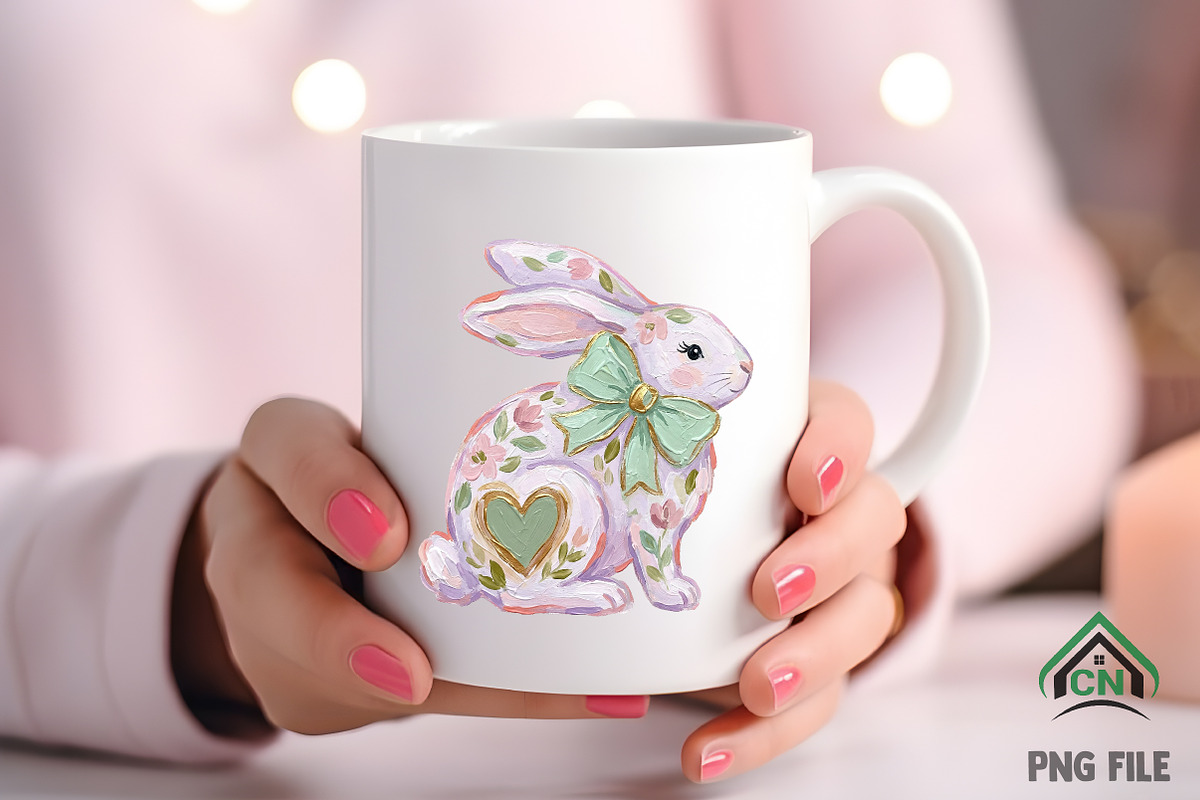 Floral Easter Bunny PNG Happy Easter, an Illustration by Craft Nest (Photo 4 of 6)