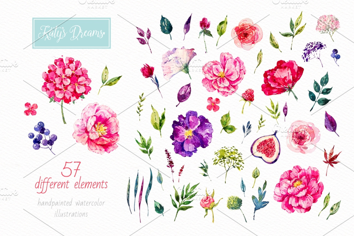 Pink Flora. Watercolor, a Decorative Illustration by Ekaterina Mikheeva (Photo 5 of 8)