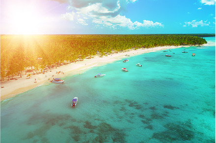 Tropical Caribbean beach from above
