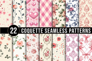 Coquette Seamless Patterns, an Illustration by DreamArtGraphic
