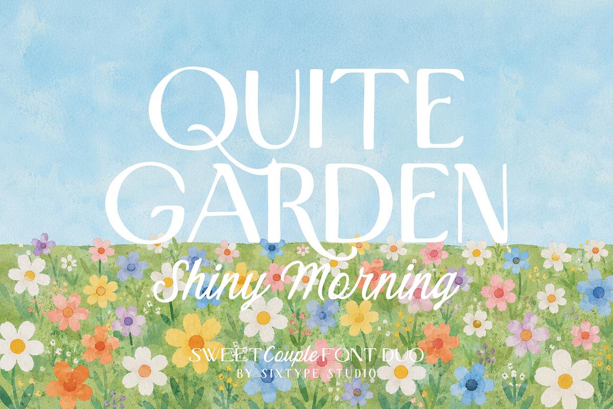 Quiet Garden Font Duo Retro Whimsy, a Script Font by Sixtype (Photo 1 of 8)