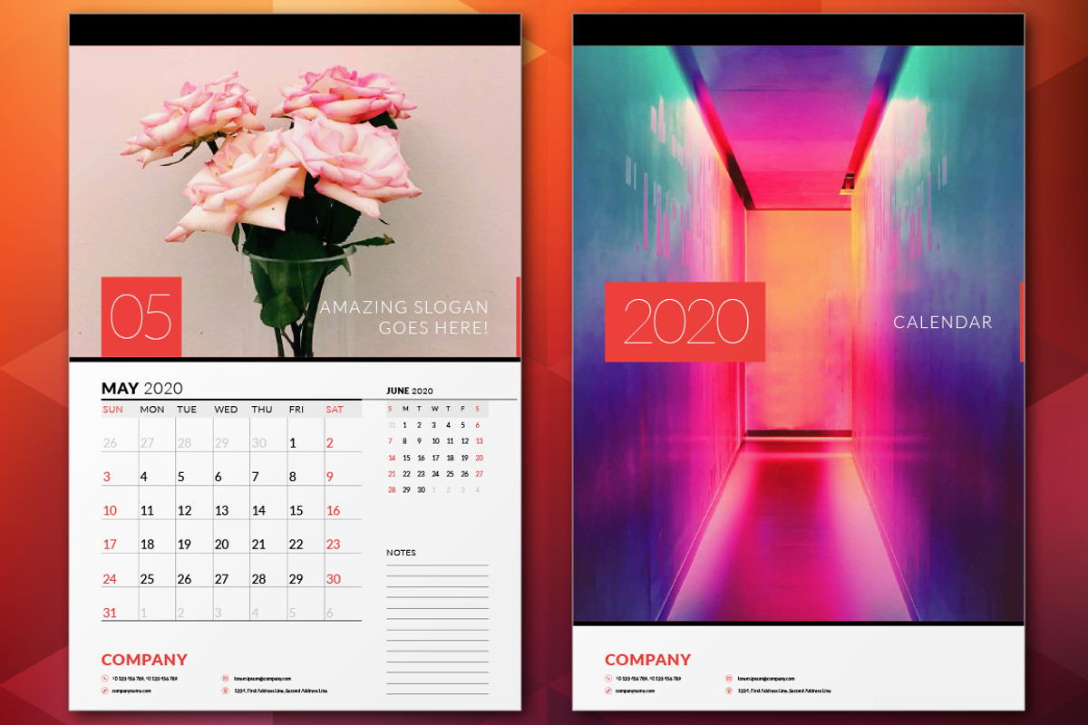 Wall Calendar 2020, a Stationery Template by AntartStock (Photo 3 of 6)