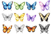 Watercolor Butterflies Clipart, an Illustration by SinaCreation (Thumbnail 2 of 5)