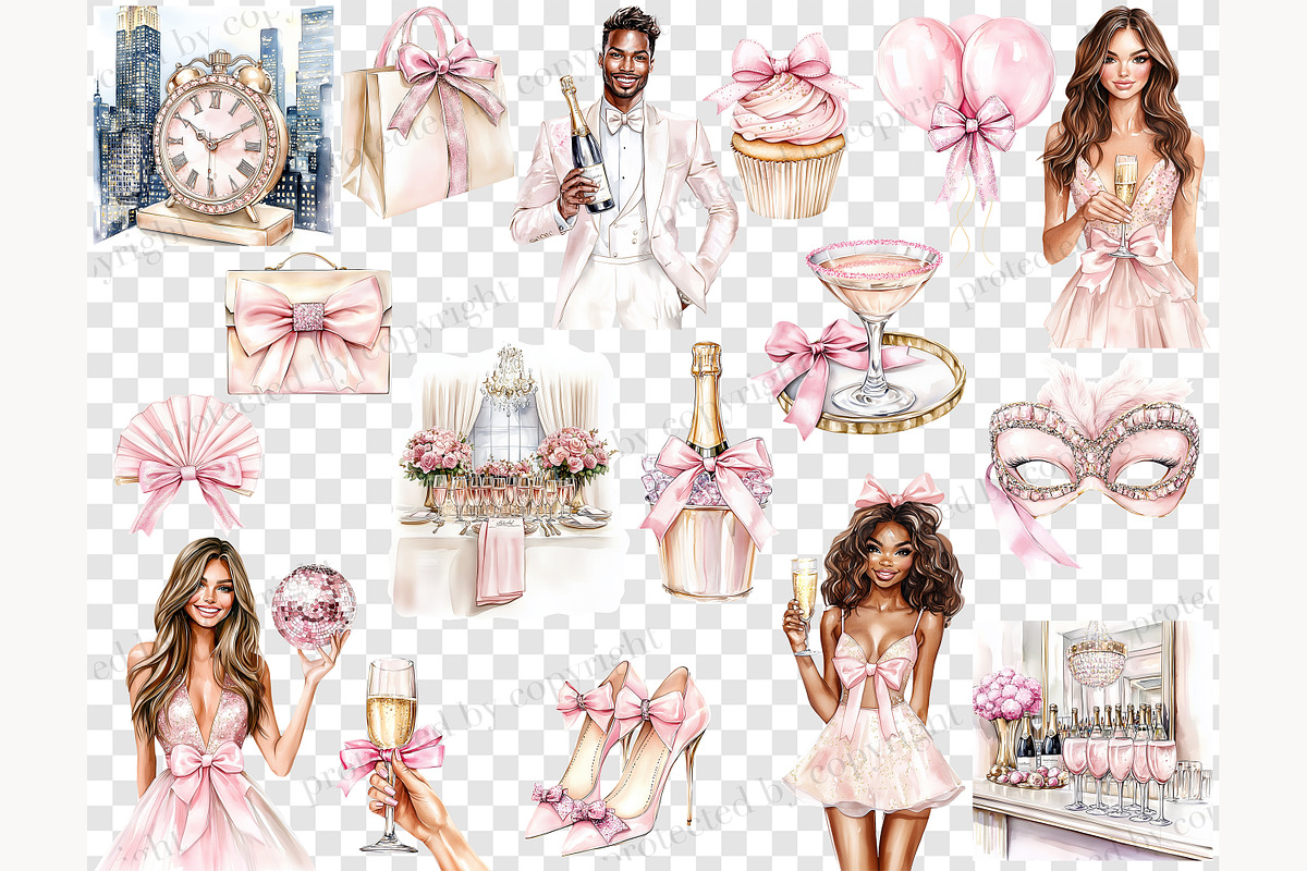 New Year Clipart PNG Bundle, a Person Illustration by GlamArtZhanna (Photo 6 of 6)